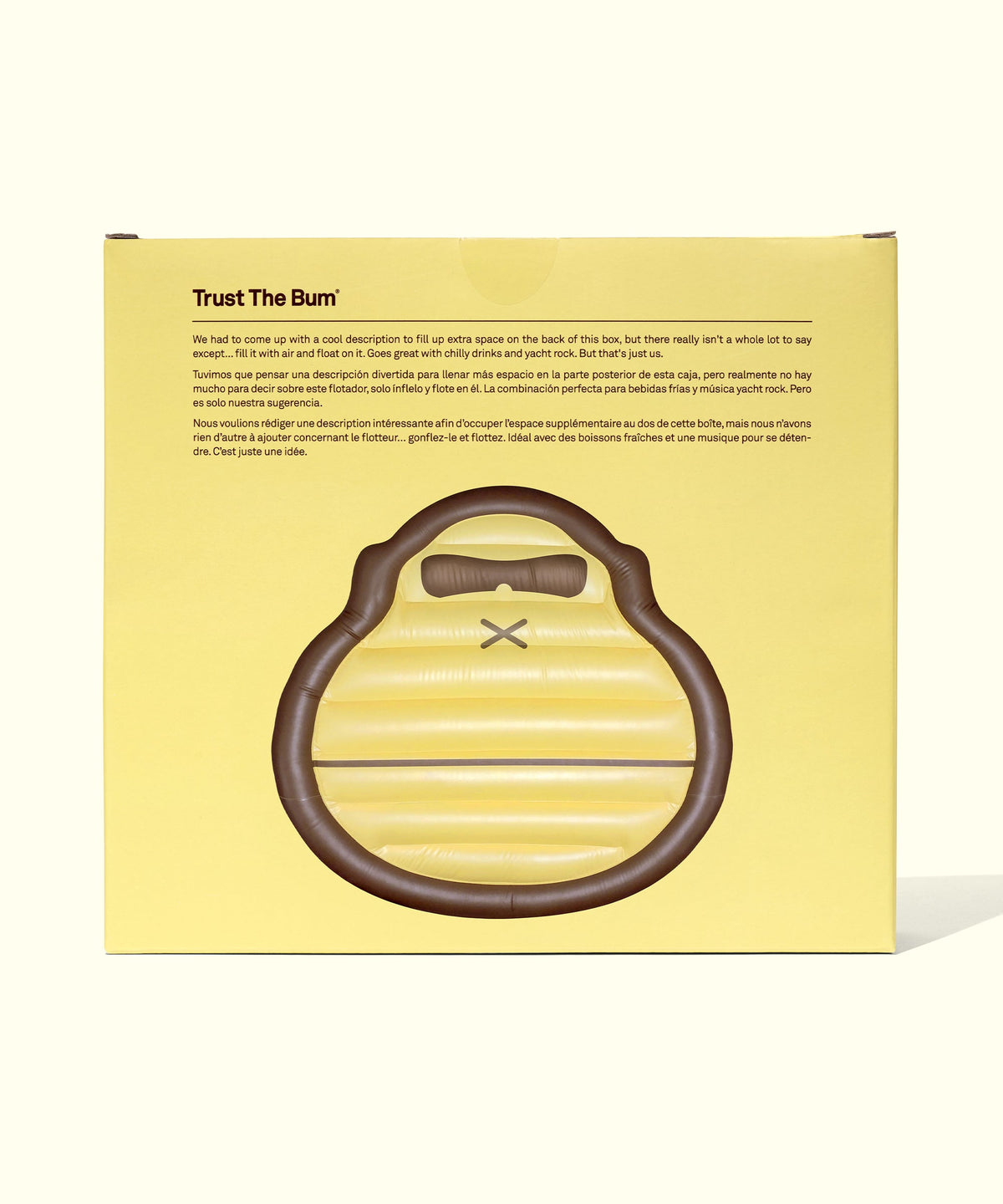 Yellow and brown inflatable Sonny Pool Float with handle, perfect for relaxing in the water, Sun Bum.