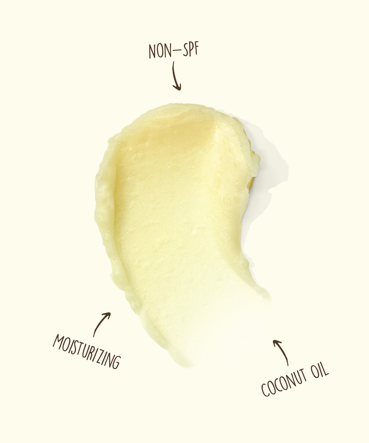 Coconut oil with text labels on a white background